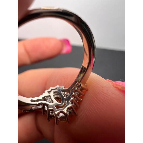 NEW Sunfire beryl and zircon ring in platinum over sterling silver size 6 - Picture 3 of 11